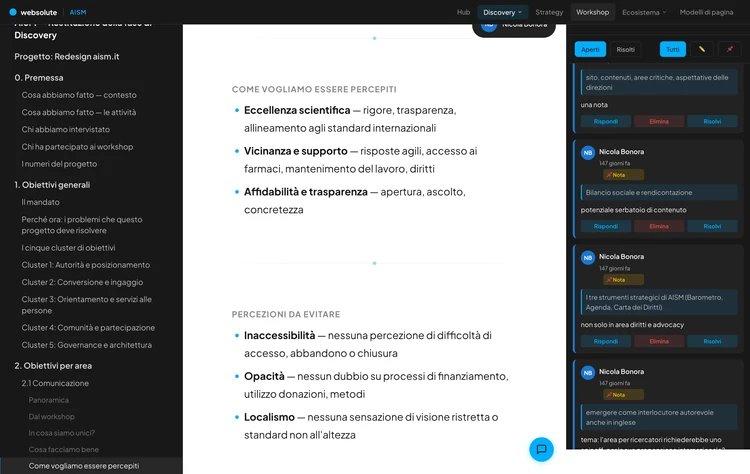 Il documento di discovery come applicazione web navigabile e commentabile